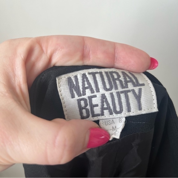 Natural Beauty Vintage 90s Black High Rise Wide Leg Pants M - Picture 4 of 4